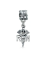 Bling Jewelry Rn Nurse Hat Caduceus Dangle Charm Bead Sterling Silver European Bracelet