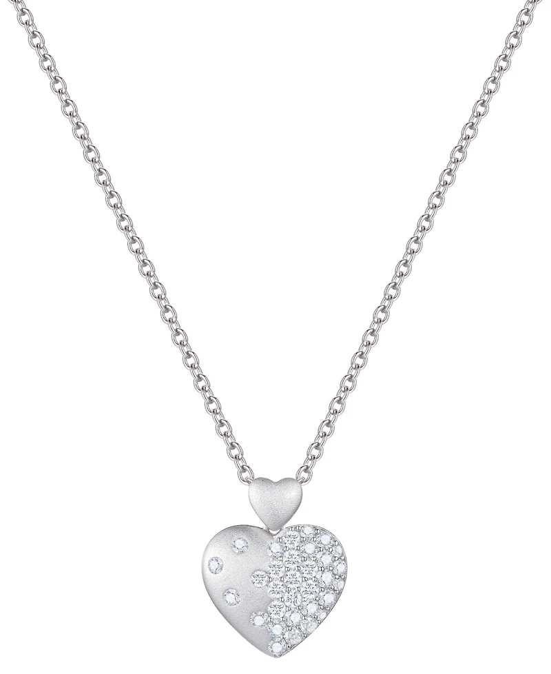 Diamond Scatter Pave Cluster Double Heart 18" Pendant Necklace (1/2 ct. t.w.) in Sterling Silver or 14k Gold-Plated Sterling Silver