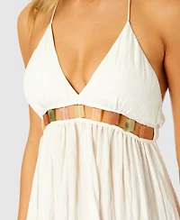 Ibiza Anne Cole Women's V-Neck Jewel Halter Maxi Cover-Up Dress