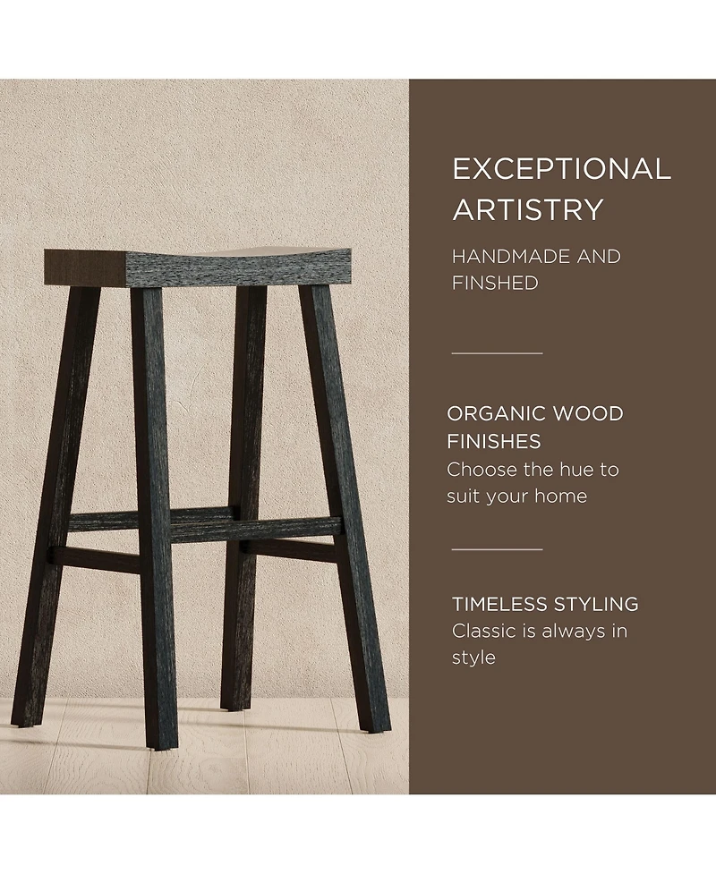 Maven Lane Vincent Wooden Rustic Aesthetic Kitchen Bar Stool, Set of 3