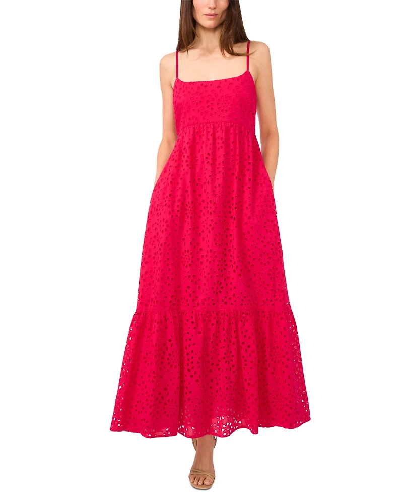 1.state Women's Eyelet Detail Cotton Maxi Dress