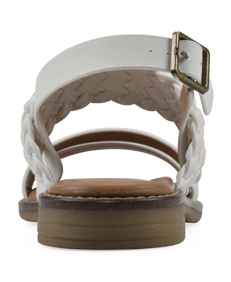White Mountain Women's Macaroni Round Toe Flat Sandals