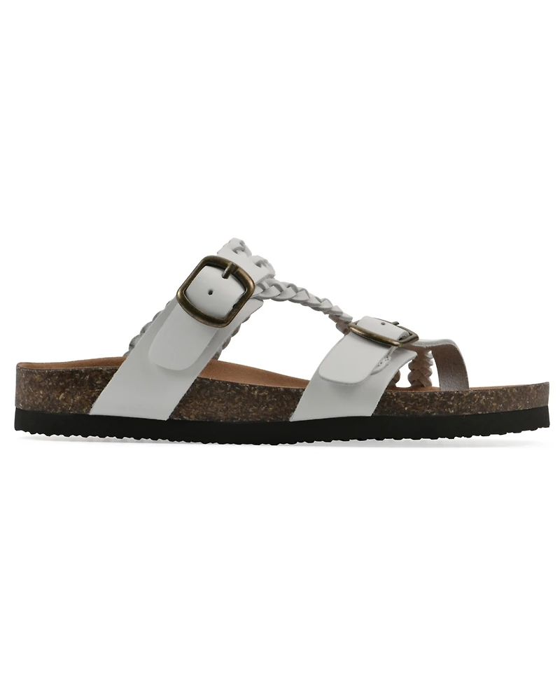 White Mountain Women's Haziest Round Toe Flat Sandals