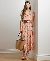 Lauren Ralph Lauren Women's Floral Crinkle Georgette Tiered Skirt, Regular & Petite