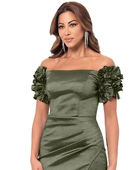 Xscape Women's Off-The-Shoulder Floral-Sleeve Dress