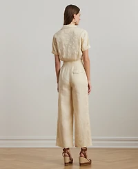 Lauren Ralph Lauren Women's Embroidered Linen Short-Sleeve Jumpsuit, Regular & Petite