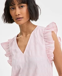 On 34th Women's Textured Sleeveless Ruffle Femme Top, Exclusively at Macy's