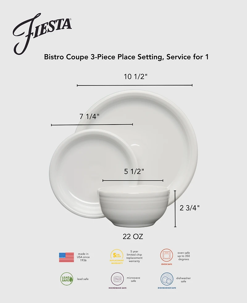 Fiesta Bistro Coupe 3-Piece Place Setting, Service for 1