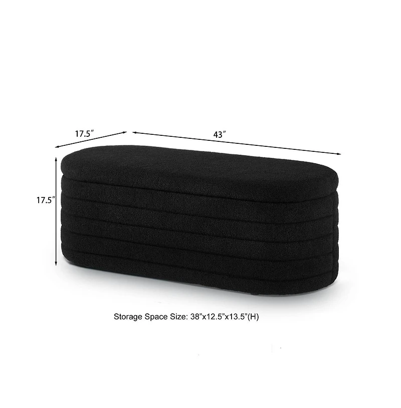 Modern Storage Ottoman Bench with Teddy Boucle Fabric for Bedroom, Living Room, Entryway-The Pop Home