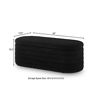 Modern Storage Ottoman Bench with Teddy Boucle Fabric for Bedroom, Living Room, Entryway-The Pop Home