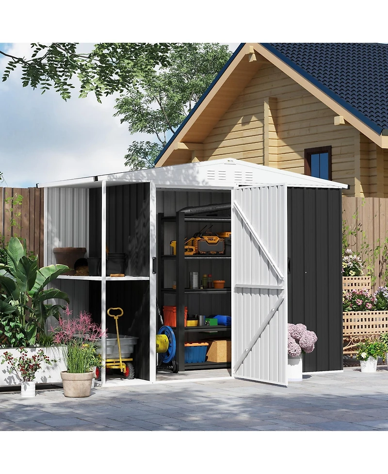 Outsunny 8 x 4ft Metal Shed, Outdoor Shed with Lock, Warm