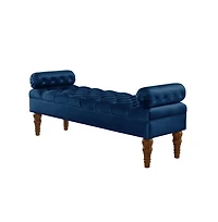 Velvet Tufted Bench for Bedroom, Living Room & Entryway, Window with Spindle Wooden Legs-The Pop Home