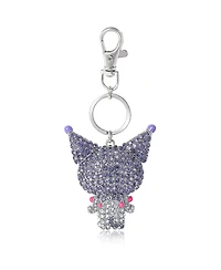 Sanrio Kuromi Crystal Keychain Bag Travel Charm – Sparkling Purple and Silver Rhinestones