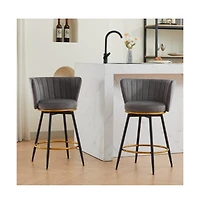 26" Counter Height Swivel Bar Stools Set of 2, Chair with Velvet Upholstered Seat-The Pop Home