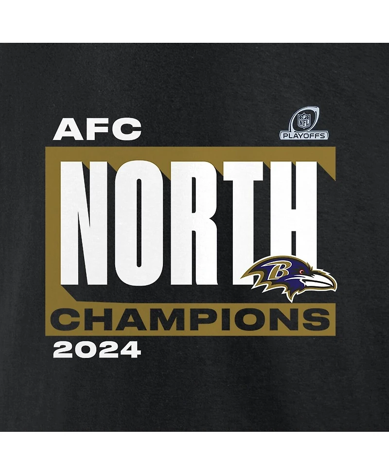 Fanatics Women's Black Baltimore Ravens 2024 Afc North Division Champions Conquer Long Sleeve V-Neck T-Shirt