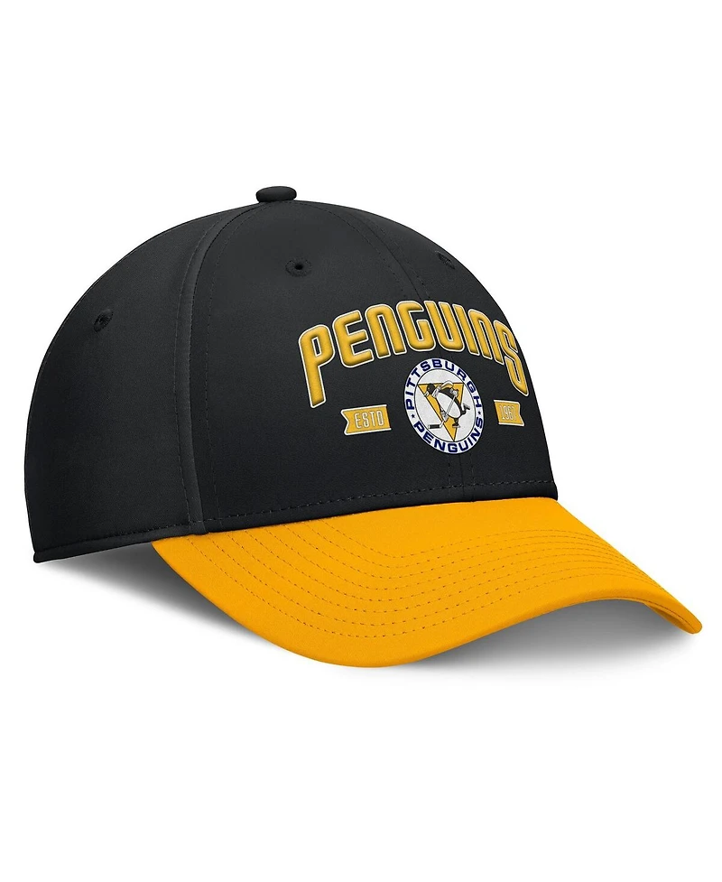 Fanatics Men's Black/Gold Pittsburgh Penguins Heritage Captain Flex Hat