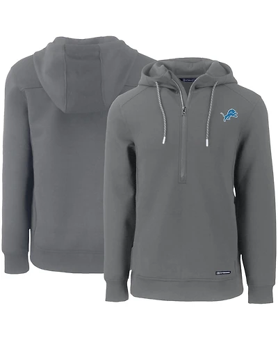 Cutter & Buck Men's Gray Detroit Lions Primary Mark Roam Half-Zip Pullover Hoodie