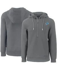 Cutter & Buck Men's Gray Detroit Lions Primary Mark Roam Half-Zip Pullover Hoodie