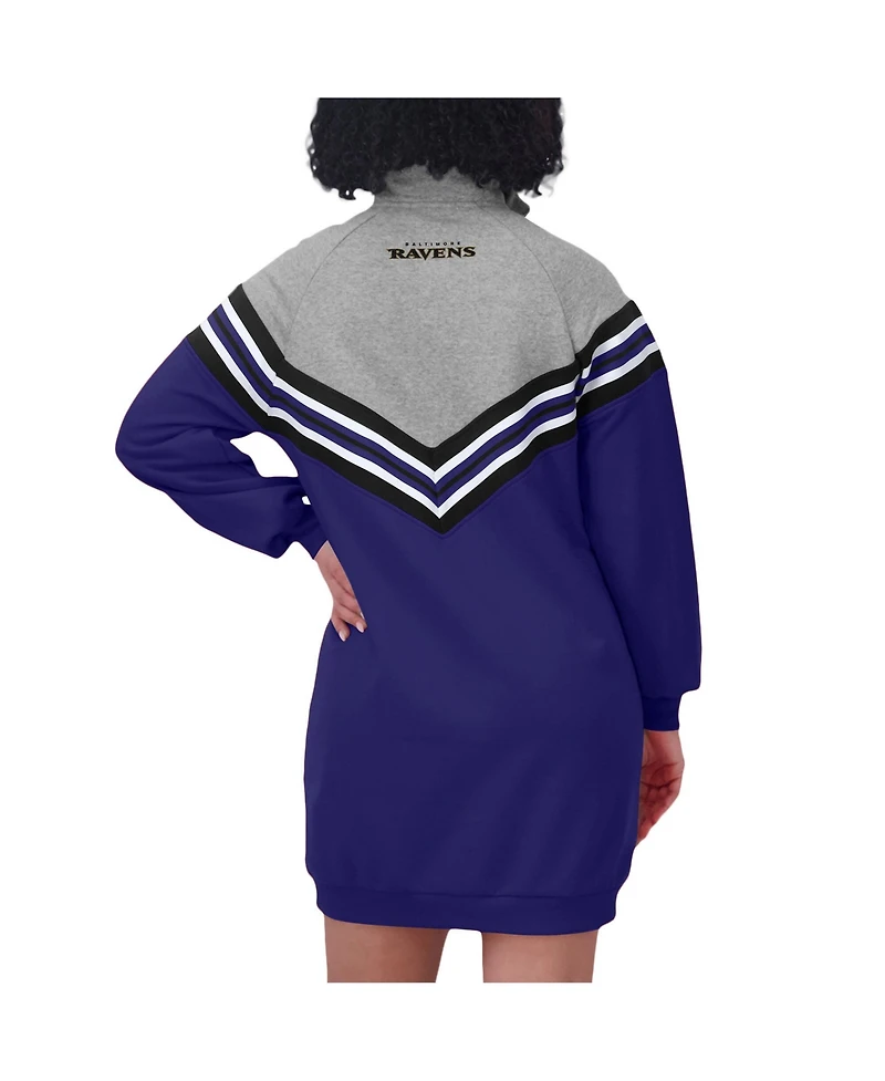 Wear by Erin Andrews Women's Purple/Heather Gray Baltimore Ravens Chevron Stripe Dress