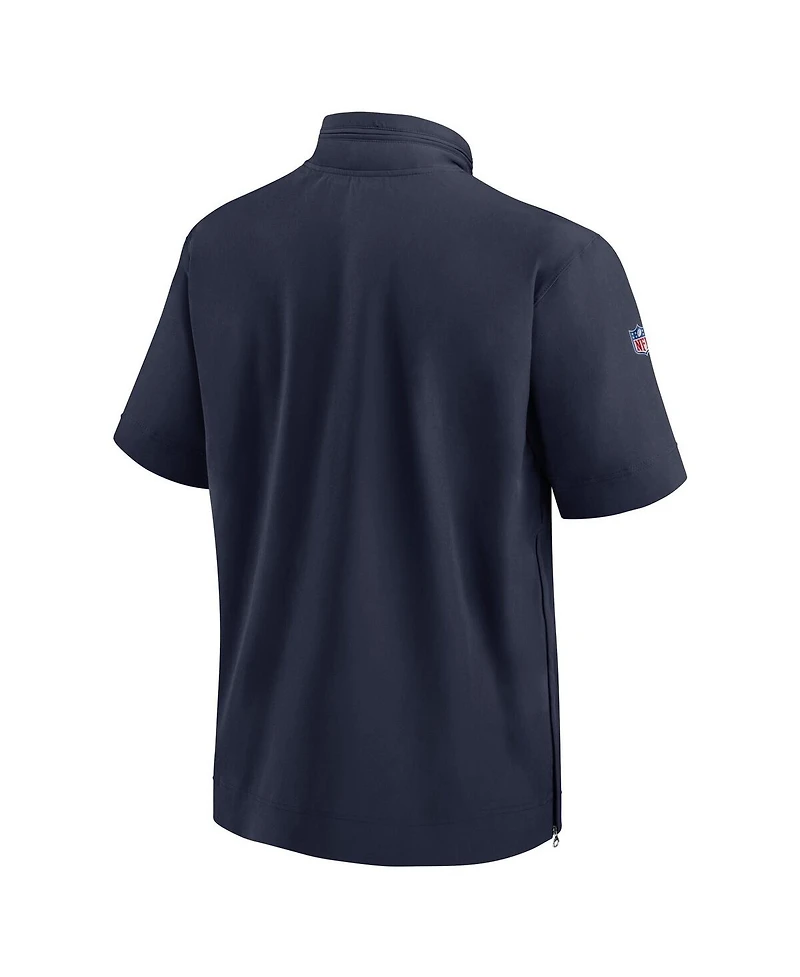 Nike Men's Navy New England Patriots Sideline Coach Short Sleeve Hoodie Quarter-Zip Jacket