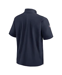 Nike Men's Navy New England Patriots Sideline Coach Short Sleeve Hoodie Quarter-Zip Jacket