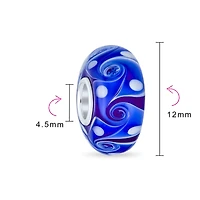 Bling Jewelry Murano Glass Charm Bead Green Red Blue Aqua Wave Swirl Spacer Bracelet