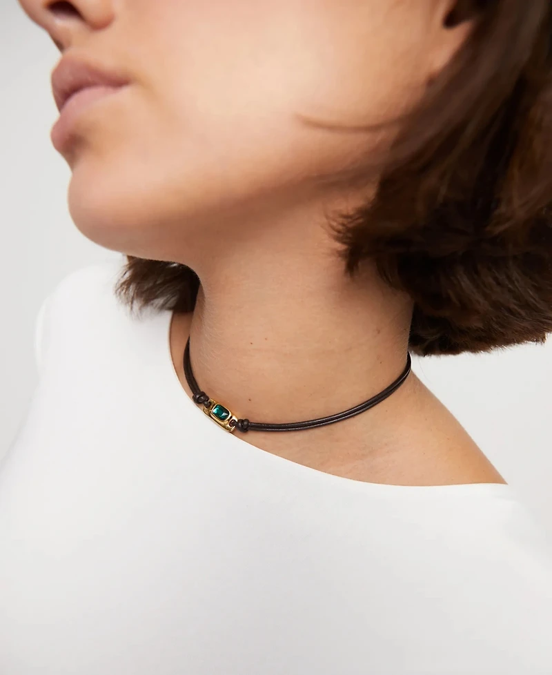 UNOde50 Green Crystal Leather Necklace
