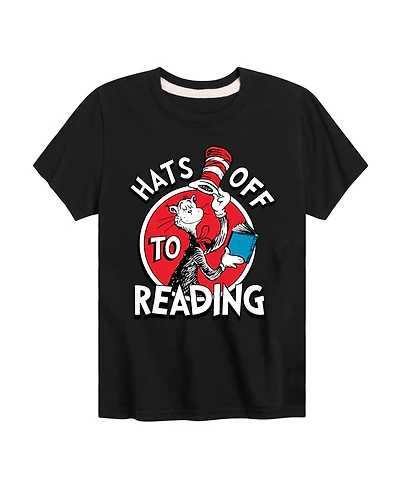 Captain America Big Boys Dr. Seuss Hats Off to Reading Graphic T-Shirt