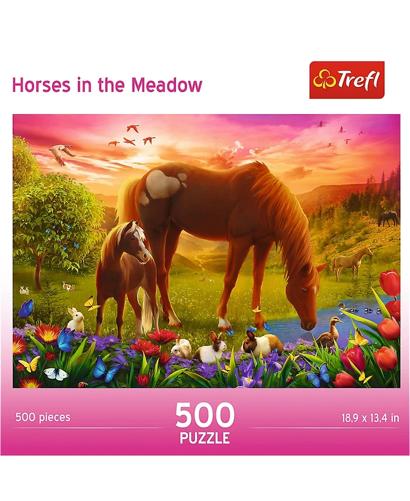 Trefl Red 500 Piece Jigsaw Puzzle - Family of Horses