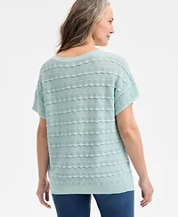 Style & Co Women's Lurex Shine Pointelle Dolman-Sleeve Sweater, Exclusively at Macy's