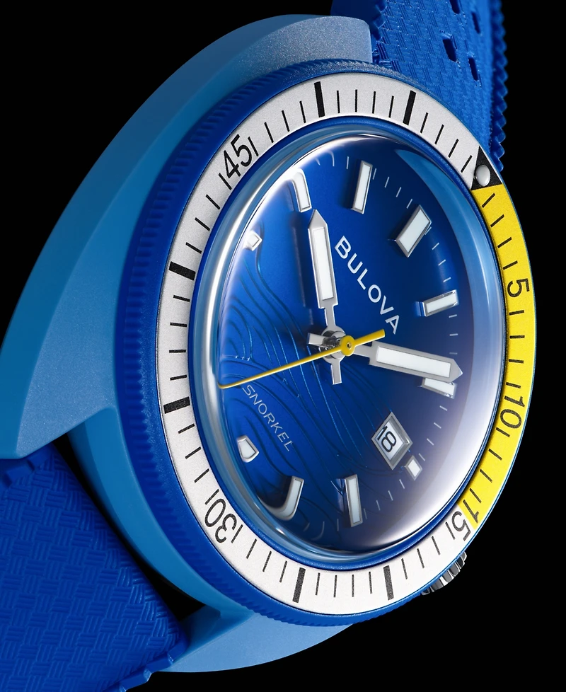 Bulova Men's Snorkel Blue Hnbr Rubber Strap Watch 41mm