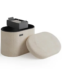 Ovel Boucle Ottoman Storage Bench-Modern Foot Stool