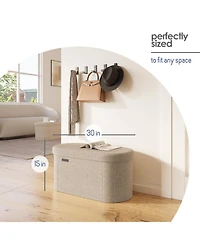 Ovel Boucle Ottoman Storage Bench-Modern Foot Stool