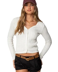 Edikted Womens Odelia Cable Knit Cardigan