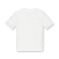 Hope & Henry Girls' Organic Short Sleeve Ruffle Edge Sweater Knit Top, Kids