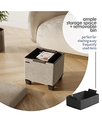 Rectangular Boucle Ottoman Storage Bench – Modern Foot Stool