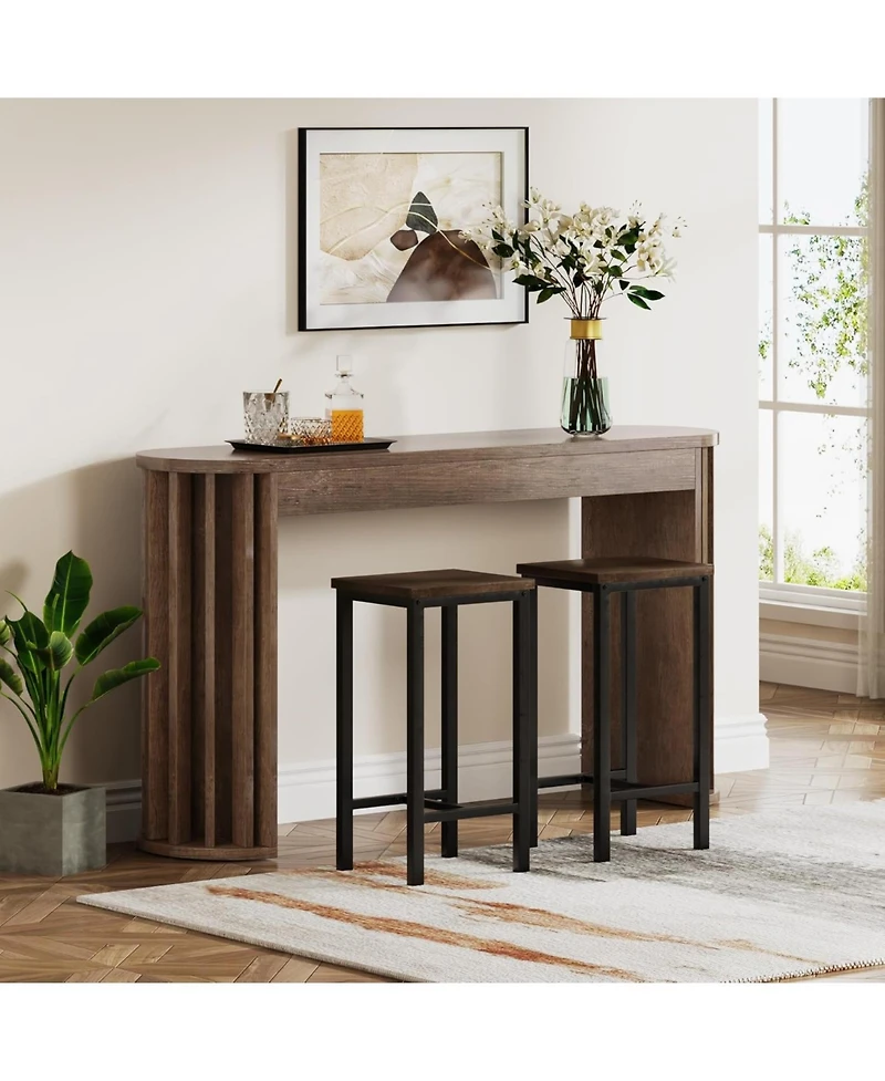 Tribesigns 59" Long Bar Table, Farmhouse Kitchen Counter Height Table with Sturdy Frame, Wooden Bar Height Pub Table for Dining Room, Living Room, Eas