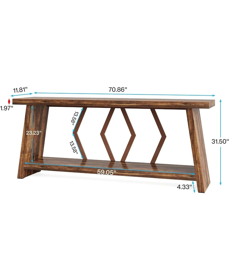 Tribesigns 70.86-Inch Long Sofa Table for Living Room, 2-Tier Narrow Console with Storage, Wood Foyer Entryway Couch Hallway, Entrance