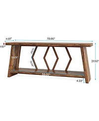 Tribesigns 70.86-Inch Long Sofa Table for Living Room, 2-Tier Narrow Console with Storage, Wood Foyer Entryway Couch Hallway, Entrance