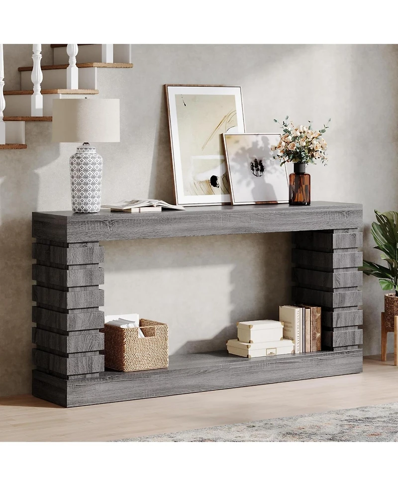 Tribesigns 70.8-Inch Long Console Table, Wood Entryway Table with Storage, Narrow Sofa Couch for Living Room Hallway