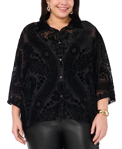 Vince Camuto Plus Size Drop-Shoulder 3/4-Sleeve Blouse