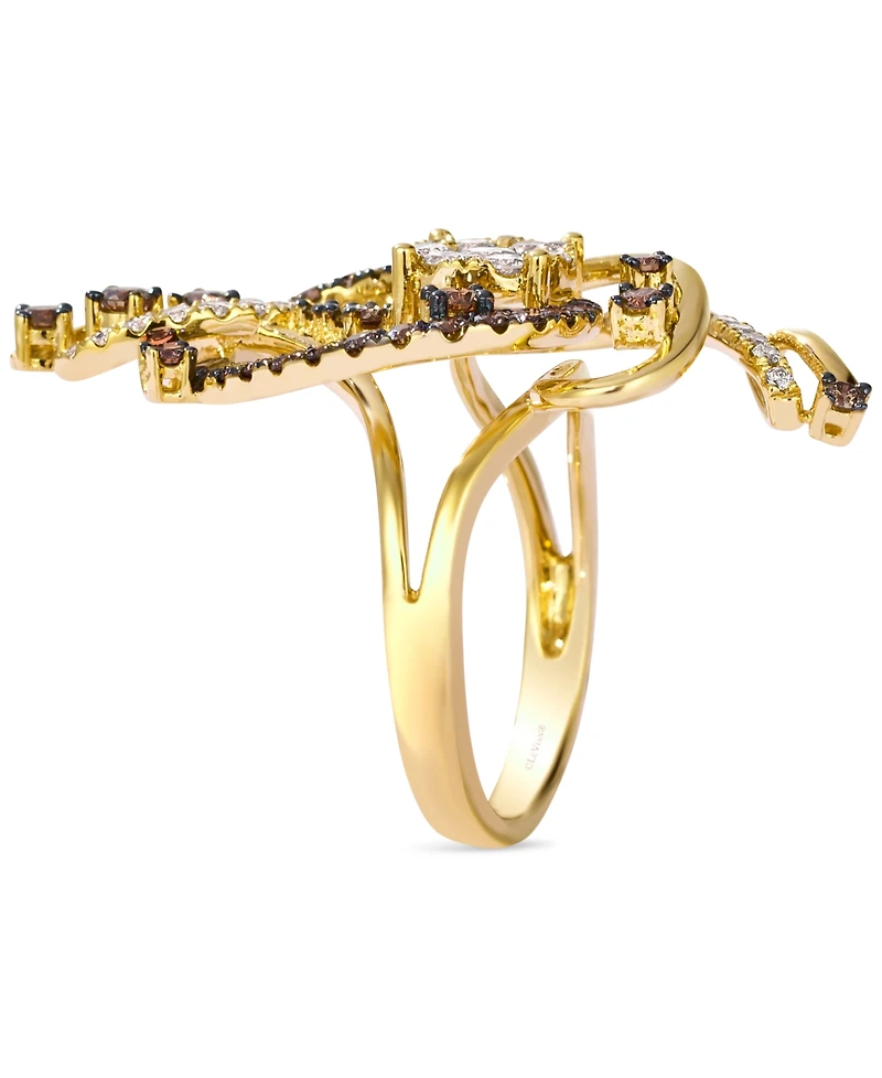 Le Vian Crazy Collection Chocolate Diamond & Nude Diamond Swirl Statement Ring (1-1/2 ct. t.w.) in 14k Rose Gold
