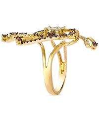 Le Vian Crazy Collection Chocolate Diamond & Nude Diamond Swirl Statement Ring (1-1/2 ct. t.w.) in 14k Rose Gold