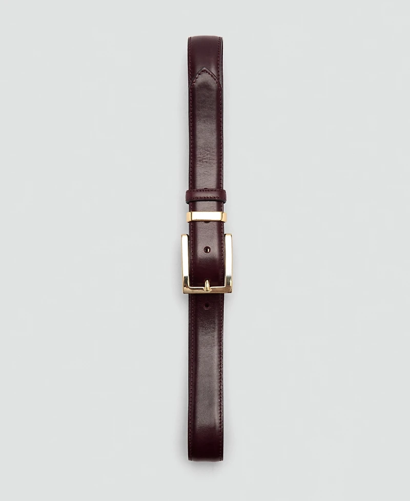 Mango Women's Square Buckle Leather Belt