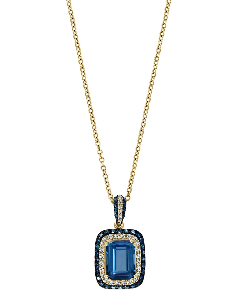 Effy London Blue Topaz (2-1/5 ct. t.w.) & Diamond (1/3 ct. t.w.) 18" Pendant Necklace in 14k Rose Gold