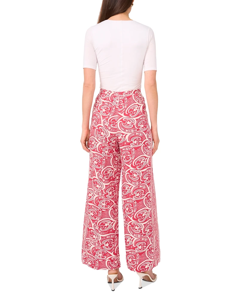 1.State Women's Printed Wide-Leg Pull-On Pants