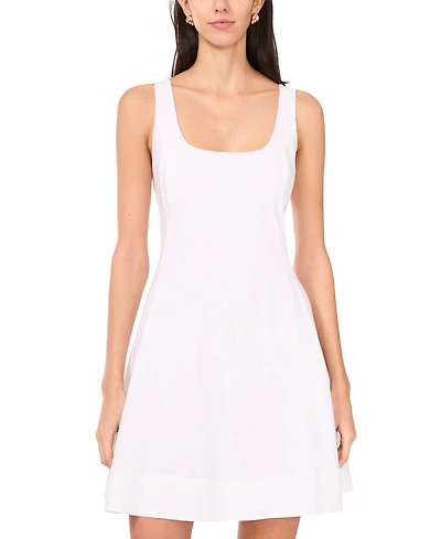 1.state Women's Scoop-Neck Full-Circle Linen-Blend Mini Dress