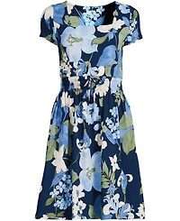 Lands' End Women's Cotton Modal Smocked Waist Dress