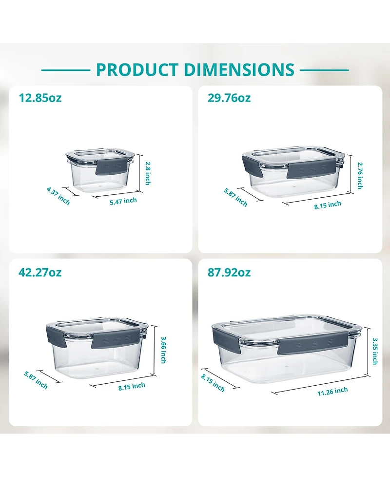 Sorbus 16Pc Airtight Clear Plastic Food Storage Containers with Lids