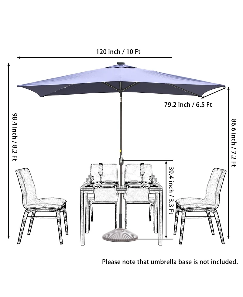 10' x 6'5 Rectangular Lighted Market Umbrella(Navy Blue)